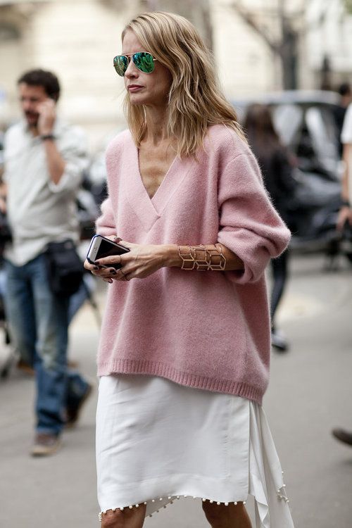 Soft-pink-v-neck-sweater